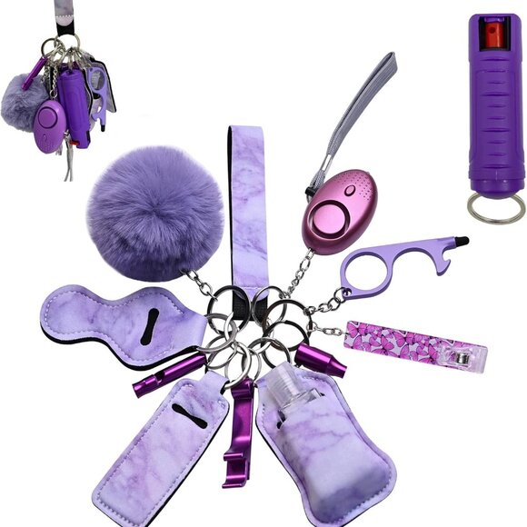Self Defense Keychain Set for Women Girls 11 Pcs Safety Alarm Flashlight Gadget - Picture 1 of 8